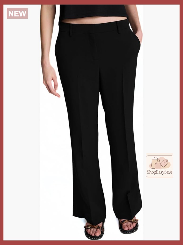 High Rise Wide Leg Pants Tailored Fit Wrinkle Resistant Work Pants